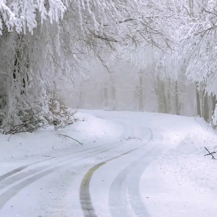 put prekriven snegom